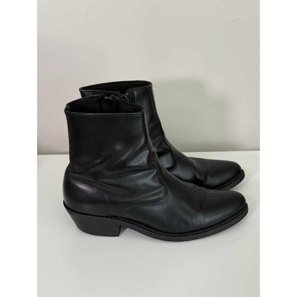 Laredo Mens Black All Leather Long Haul 7in Side Zip R Toe Cowboy Boots Sz 11.5D